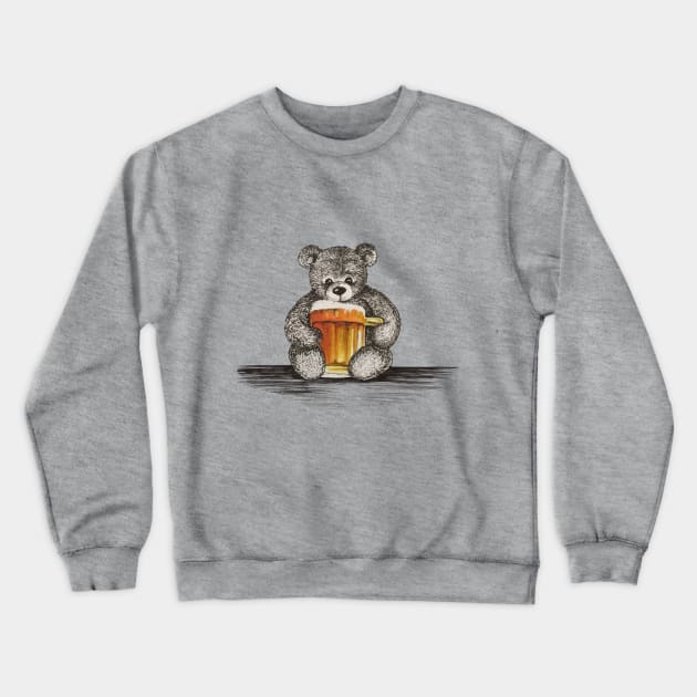 Teddy Beer Crewneck Sweatshirt by Dagui